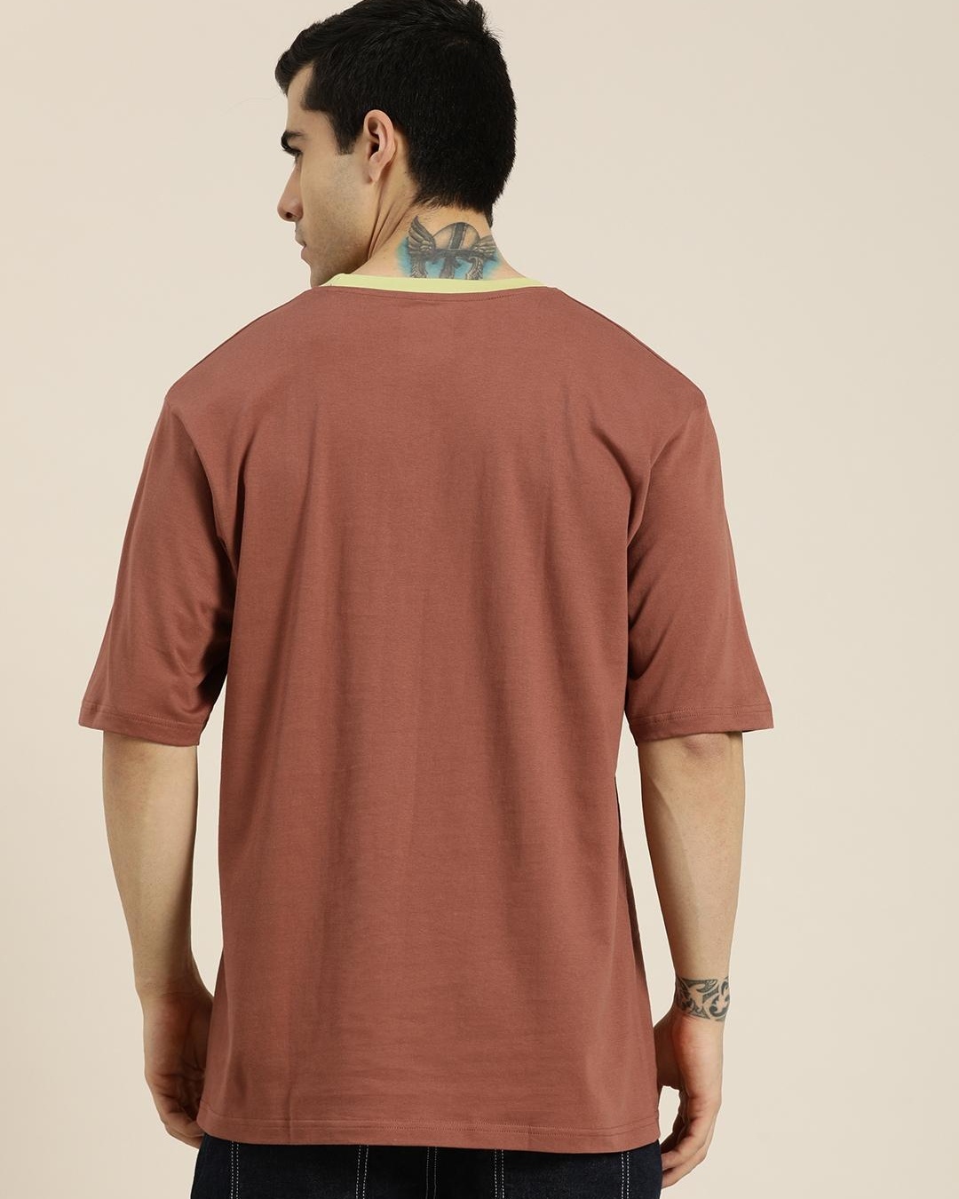 Buy Men's Pink Boston Typography Oversized T-shirt Online at Bewakoof