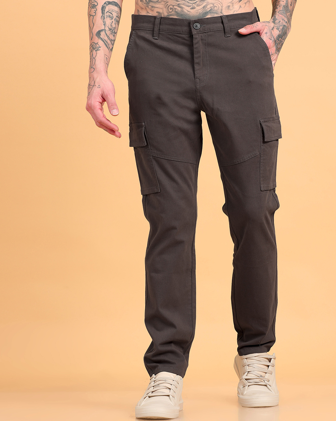 Shop Men's Brown Cargo Pants-Back