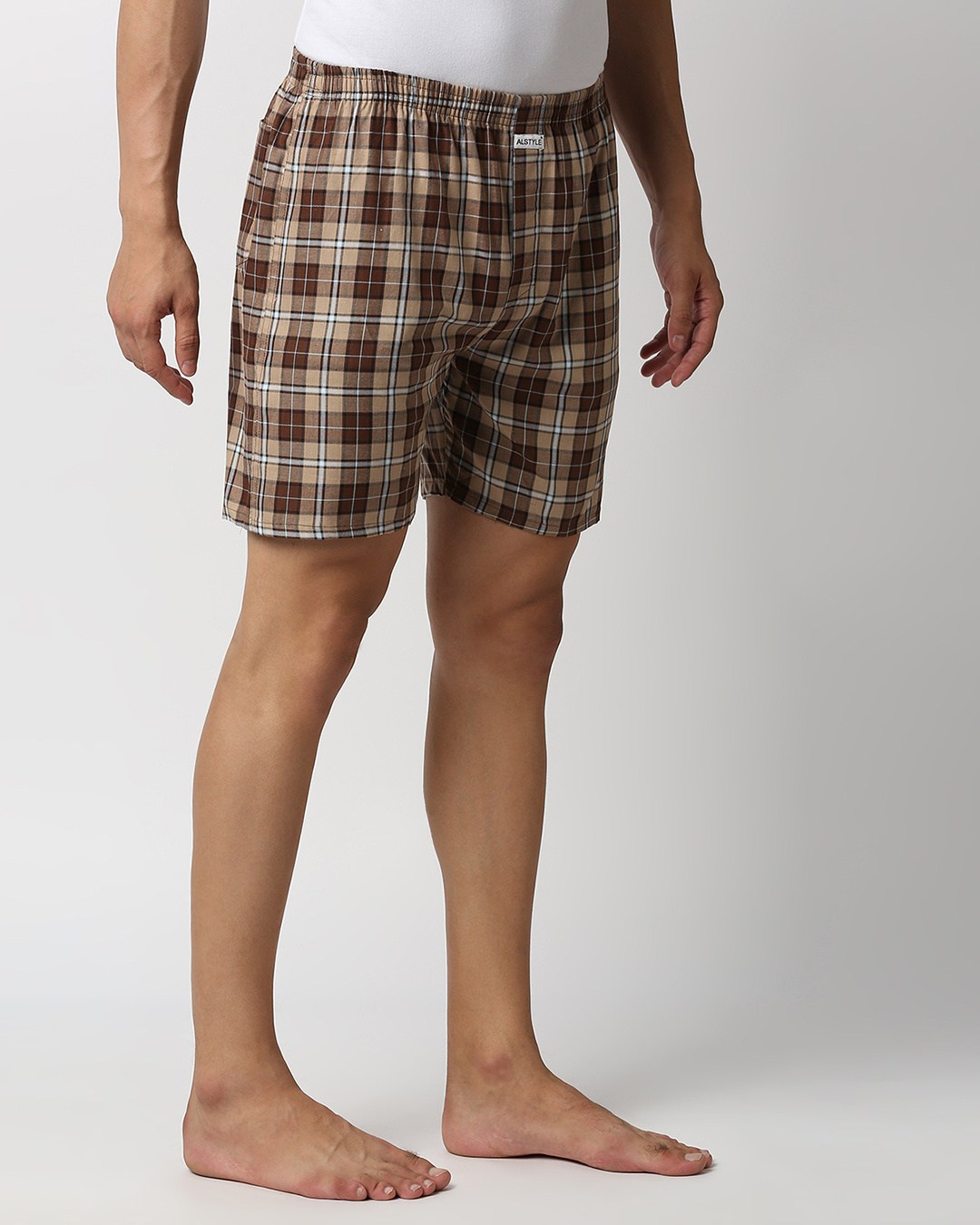 Shop Men's Brown Checked Boxers-Back