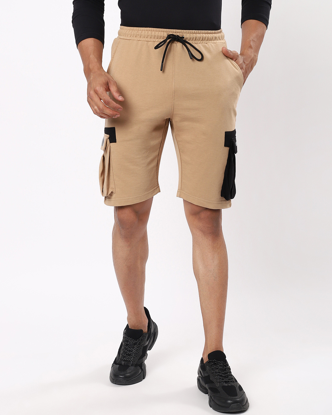 Shop Men's Brown Color Block Cargo Shorts-Back