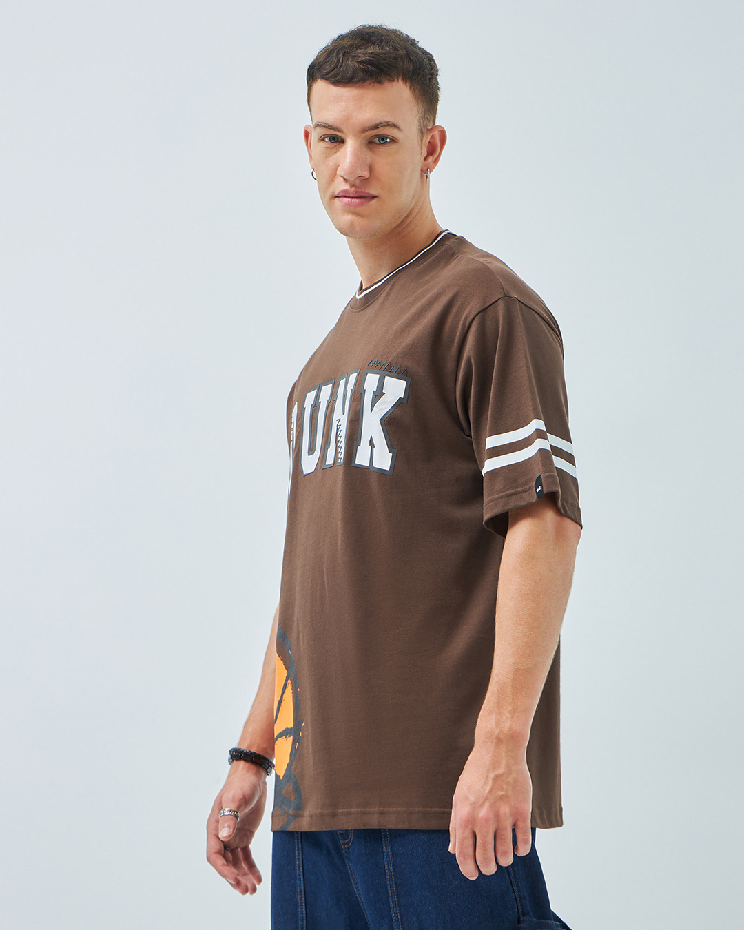 Shop Men's Brown Dunk Graphic Printed Oversized T-shirt-Back