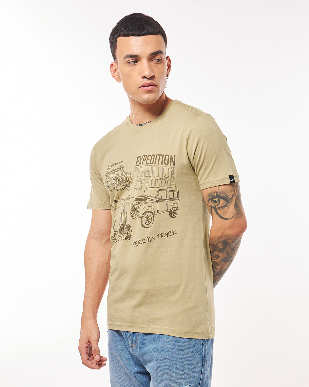 Shop Men's Brown Expedition Graphic Printed T-shirt-Back