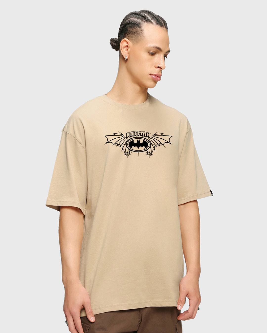Shop Men's Brown Fight The Joker Graphic Printed Oversized T-shirt-Back