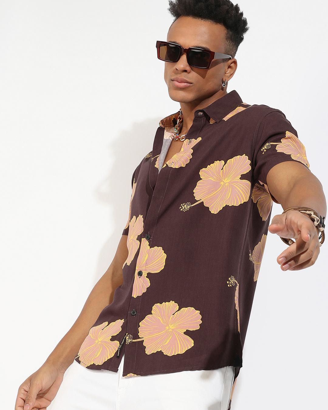 Buy Men's Brown Floral Printed Shirt Online at Bewakoof