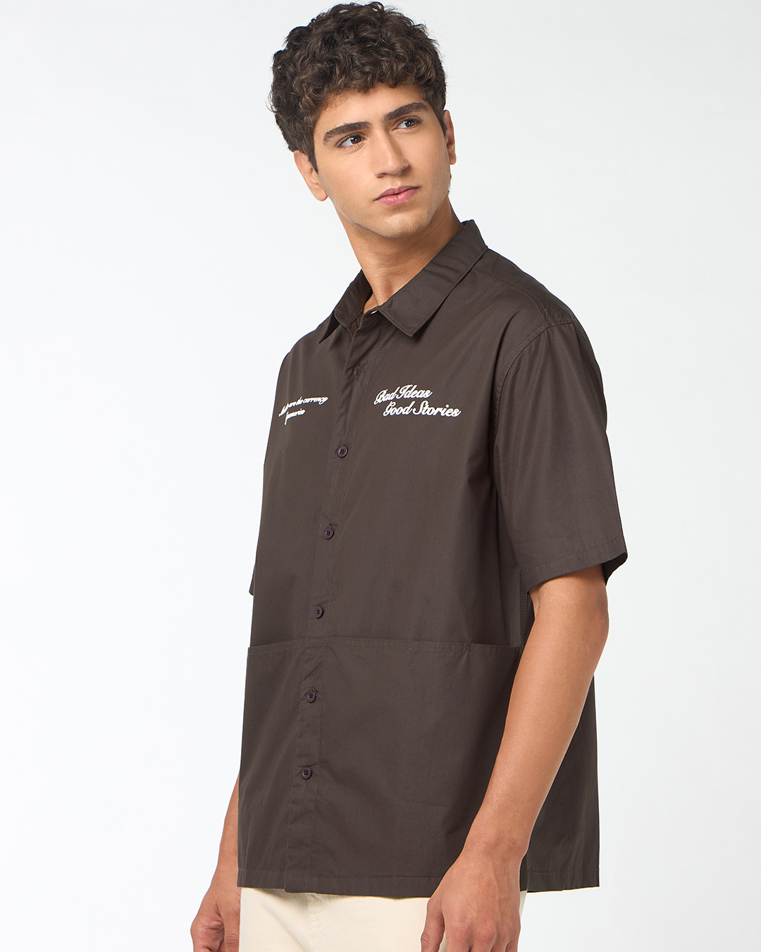 Shop Men's Brown Typography Oversized Shirt-Back