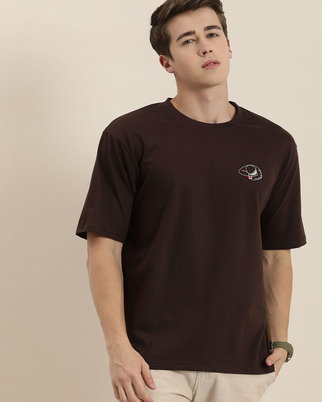 Men's Brown Graphic Slim Fit Shirt