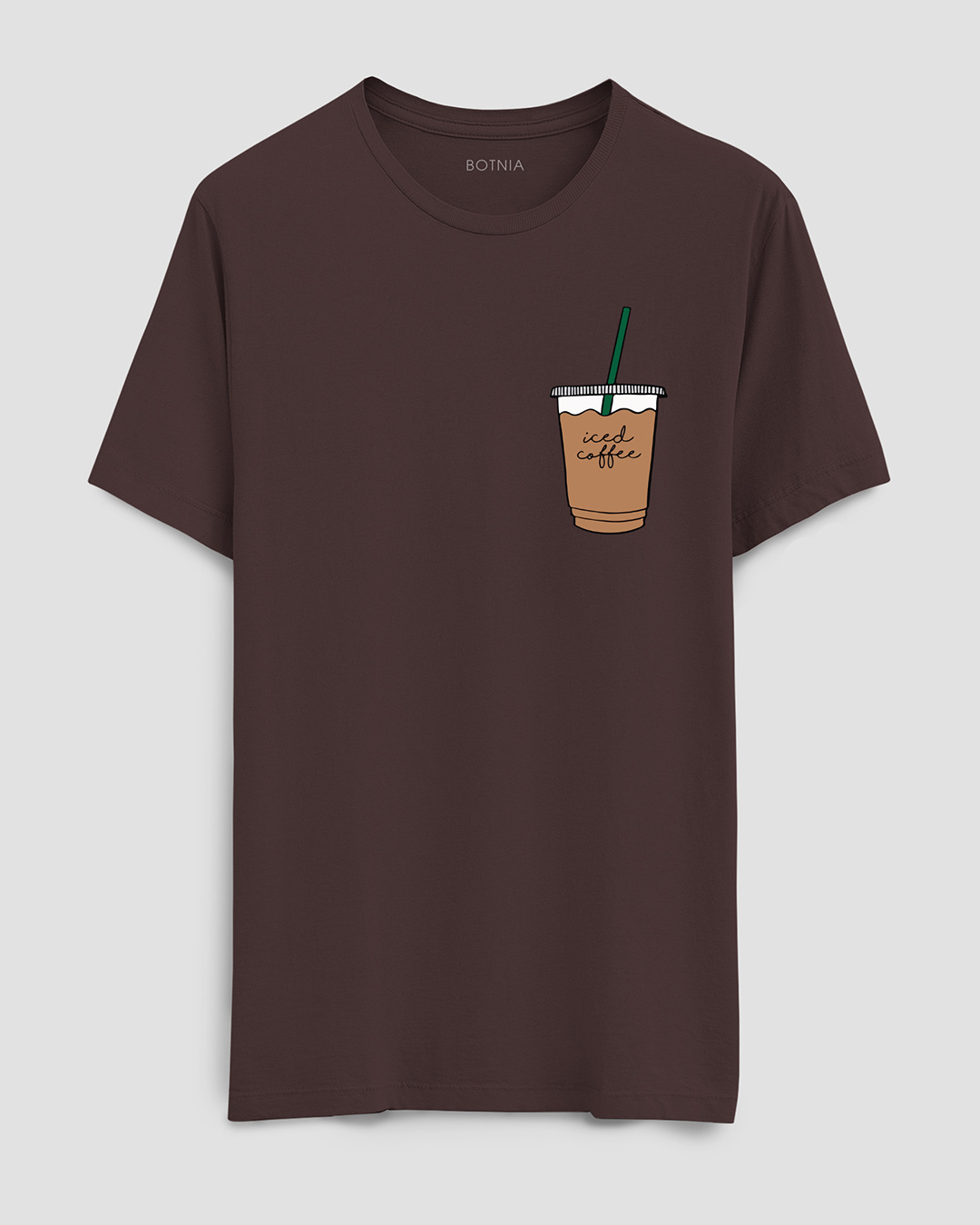 Shop Men's Brown Iced Coffee Graphic Printed T-shirt-Back