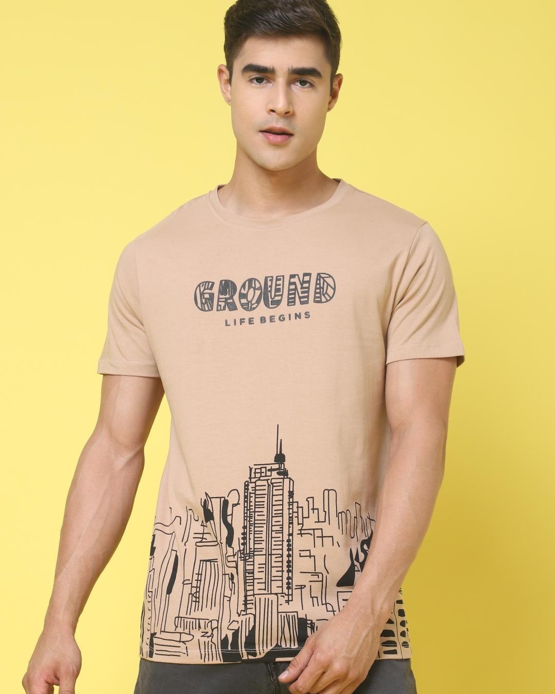 Buy Men's Graphic Printed T-shirt Men Brown Online at Bewakoof
