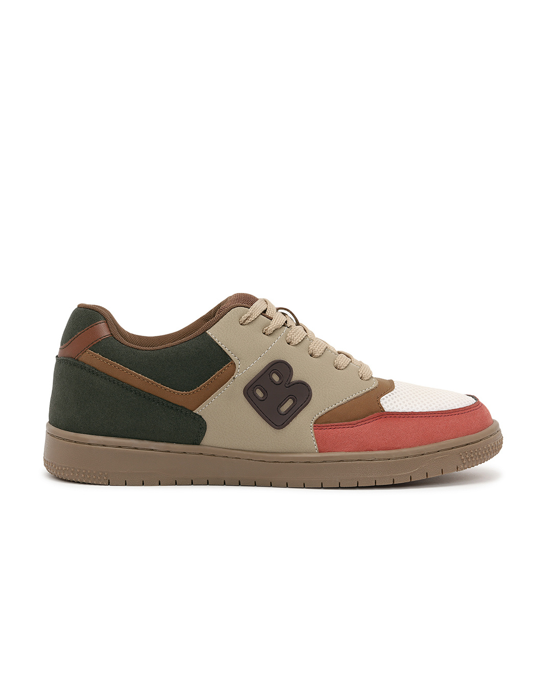 Shop Men's Brown & Green Bravado Color Block Low-Top Sneakers-Back