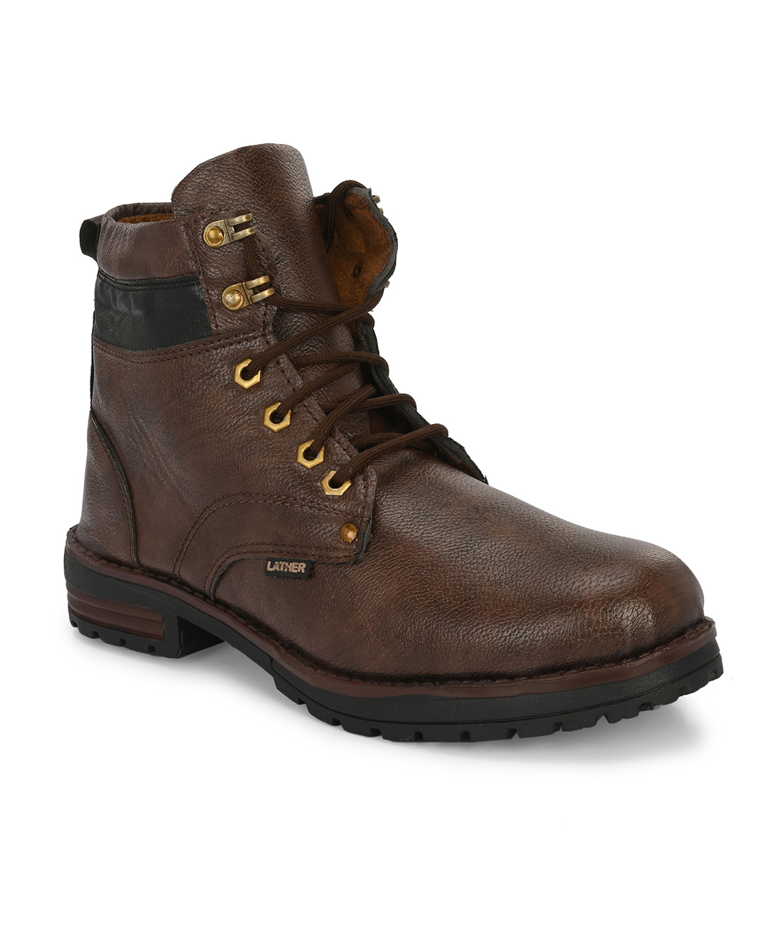Shop Men's Brown High-Top Boots-Back