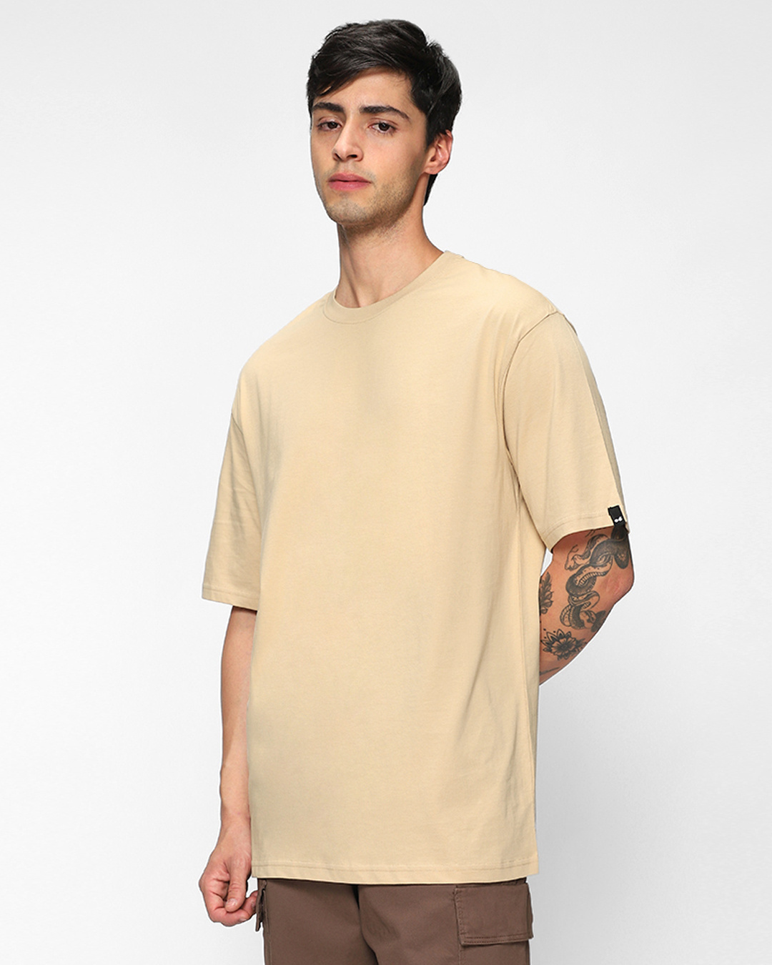 Buy Men's Brown Boston Typography Oversized T-shirt Online at Bewakoof