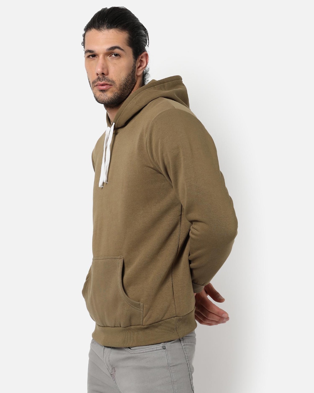 Shop Men's Brown Hooded Sweatshirt-Back