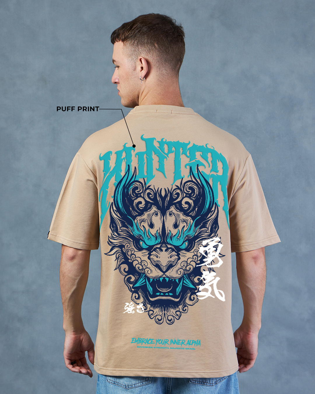 Shop Men's Brown Hunter Graphic Printed Oversized T-Shirt-Back
