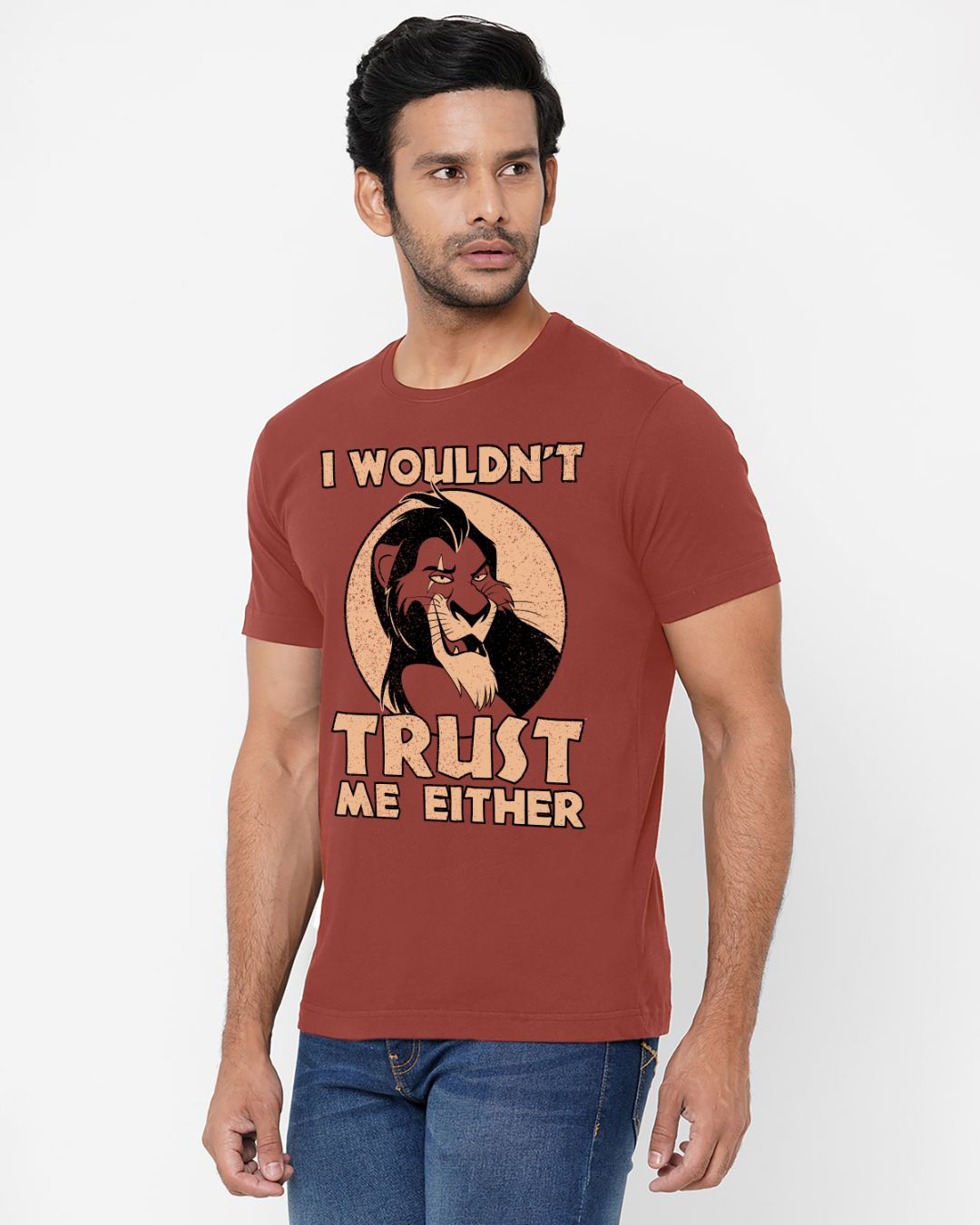 Shop Men's Brown I Wouldn't Trust Me Either Graphic Printed T-shirt-Back