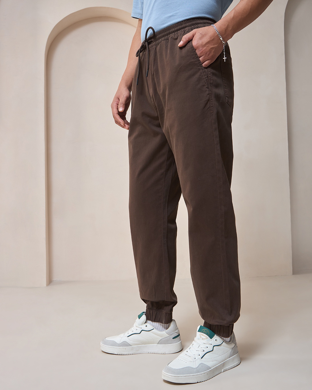 Shop Men's Brown Joggers-Back