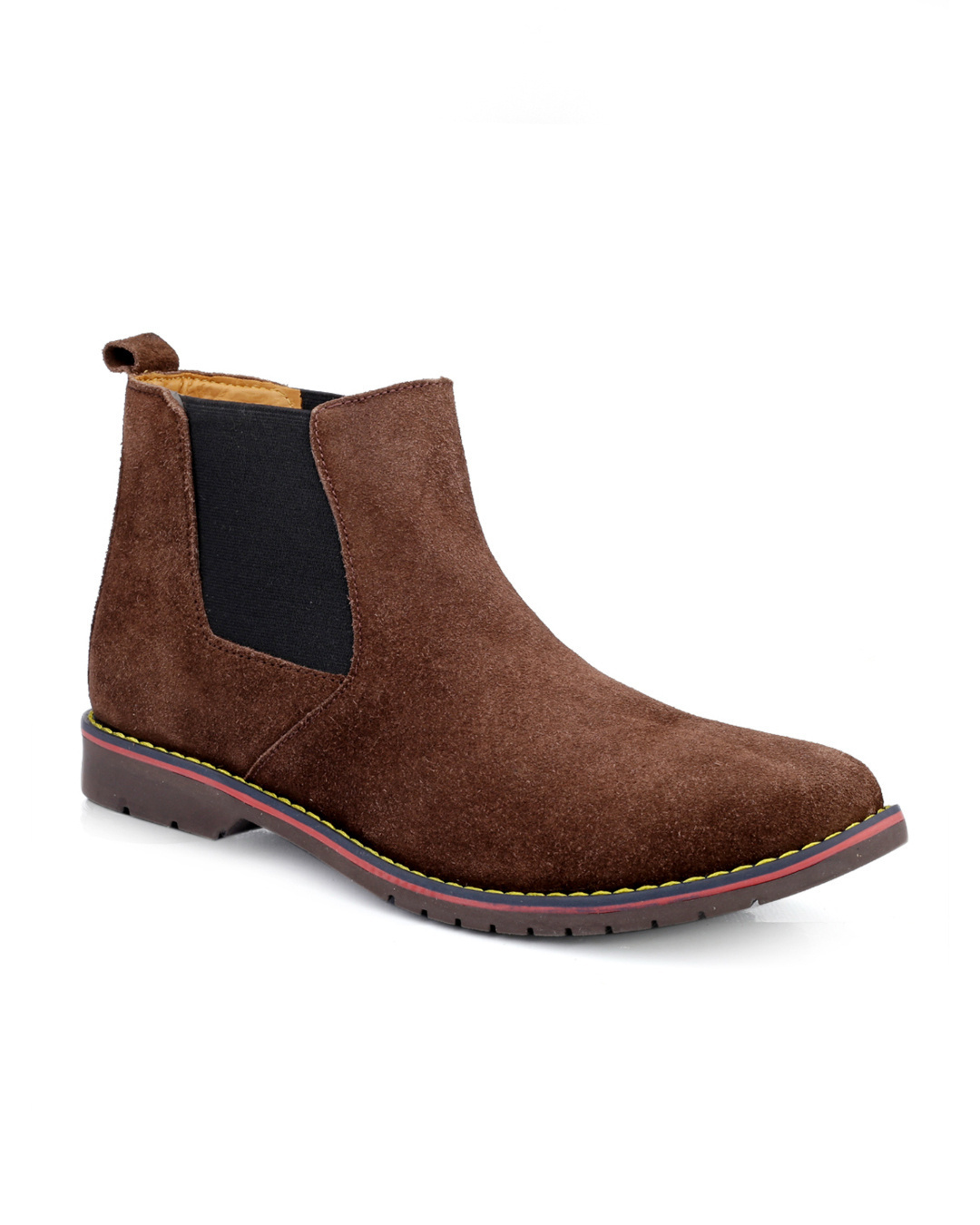 Shop Men's Brown Leather Flat Boots-Back