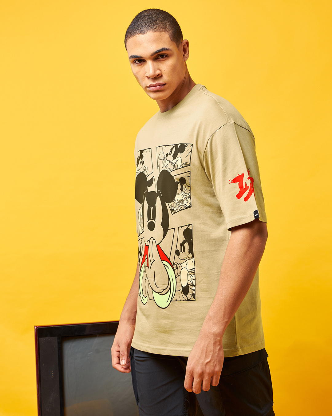 Shop Men's Brown Legendary Mickey Graphic Printed Oversized T-shirt-Back