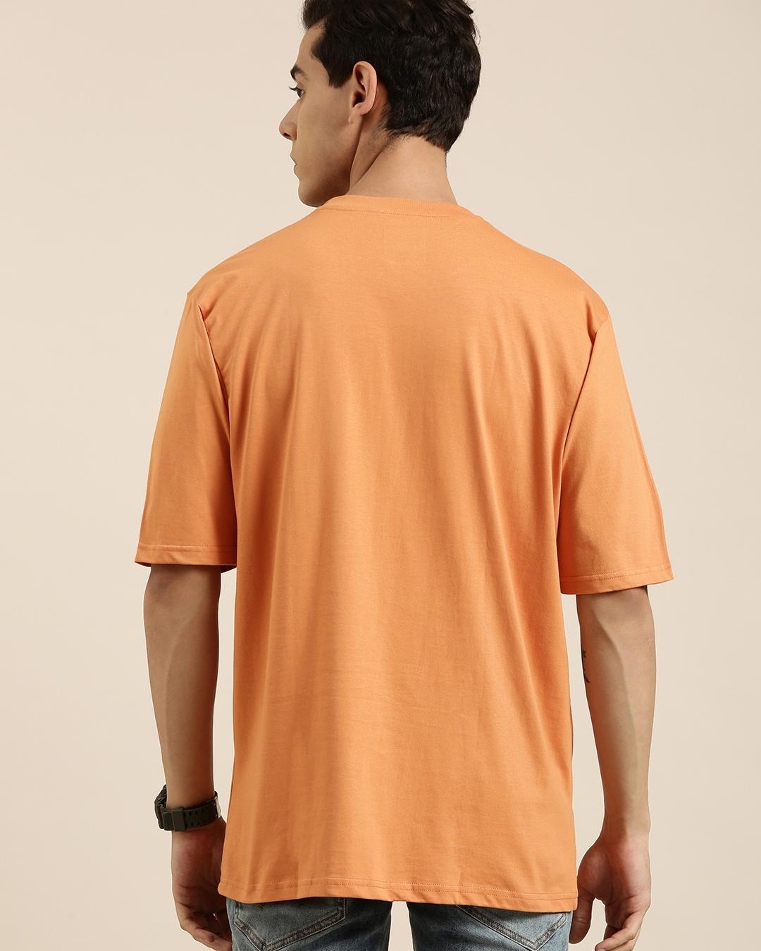 Shop Men's Brown New York Typography Oversized T-shirt-Back
