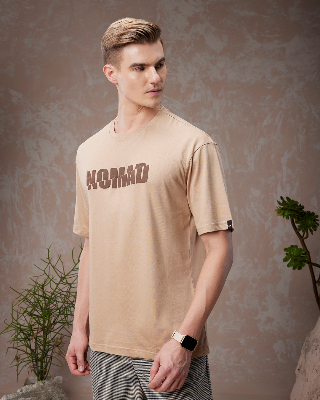 Shop Men's Brown Nomad Typography Oversized T-shirt-Back