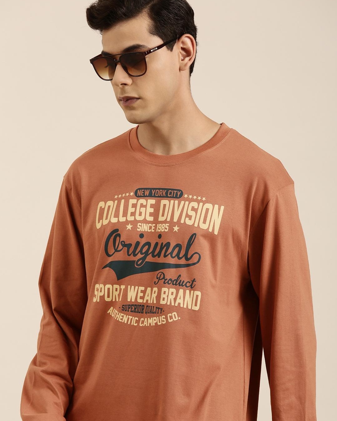 Shop Men's Brown Original Typography Oversized T-shirt-Back