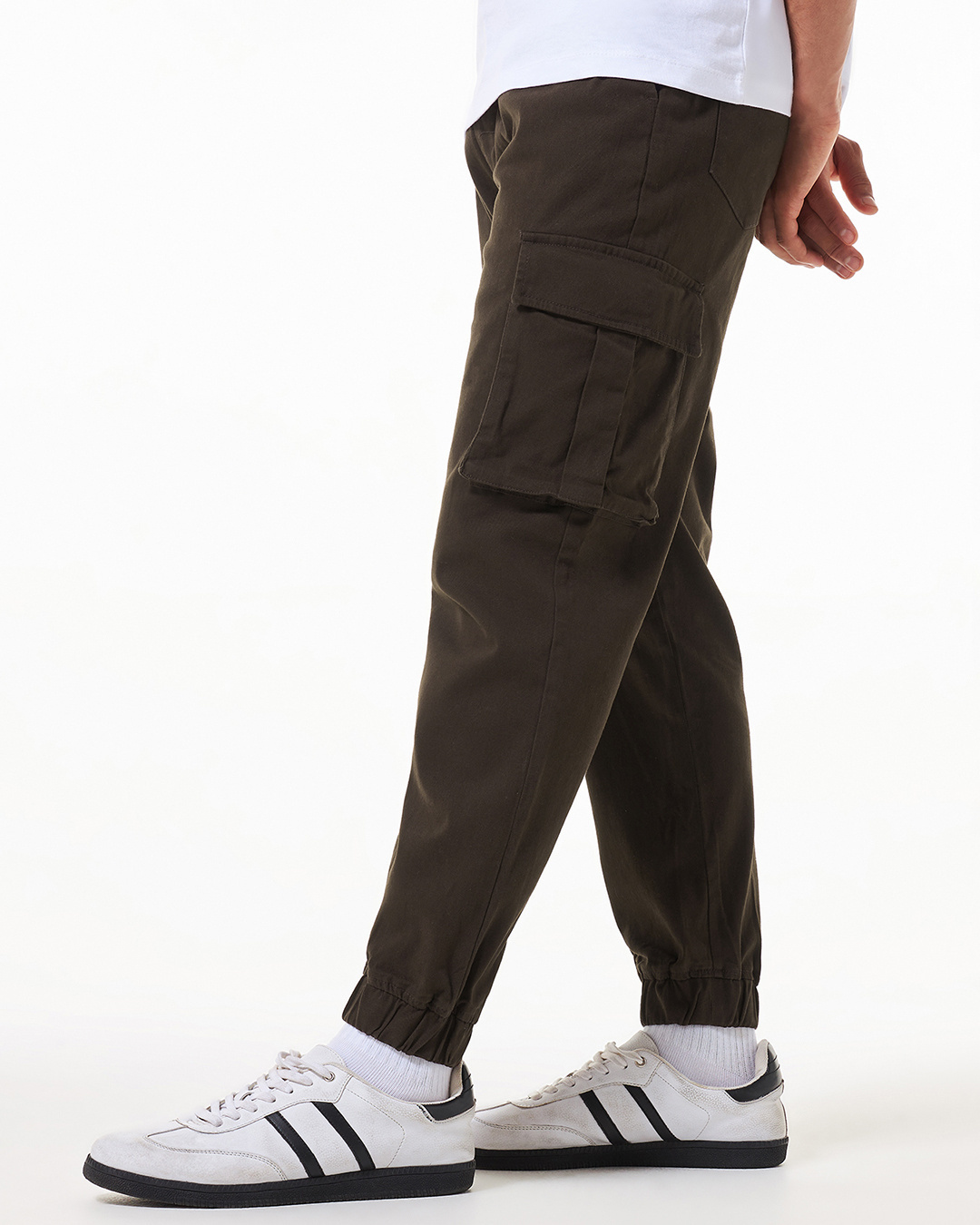 Shop Men's Brown Oversized Cargo Jogger Pants-Back