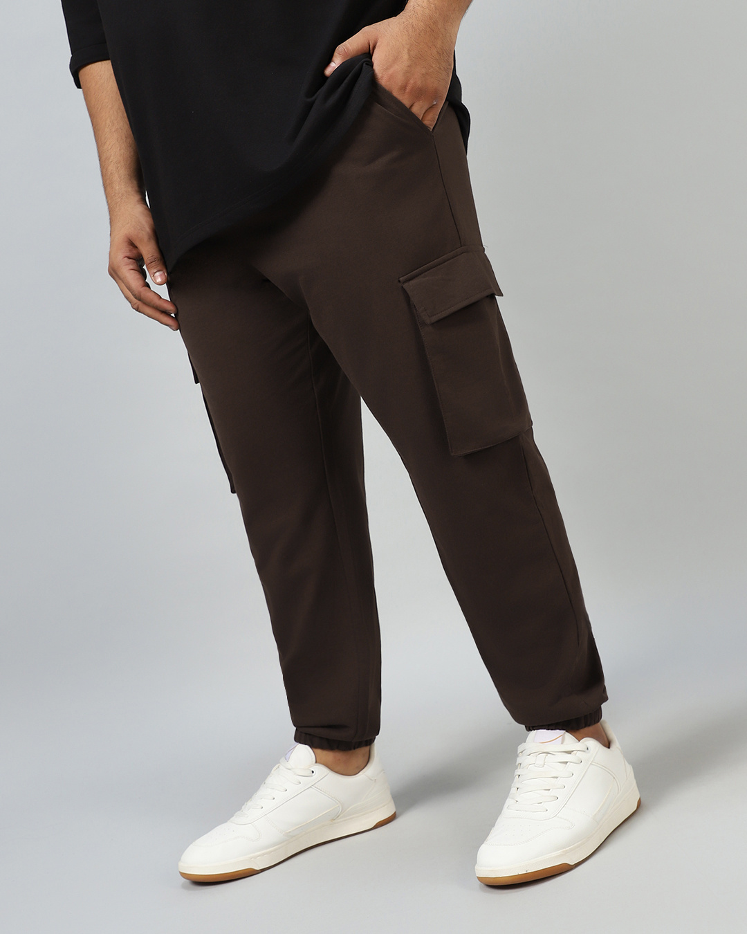 Buy Men s Brown Oversized Plus Size Cargo Joggers Online At Bewakoof Buy Men s Brown Oversized Plus Size Cargo Joggers Online At Bewakoof