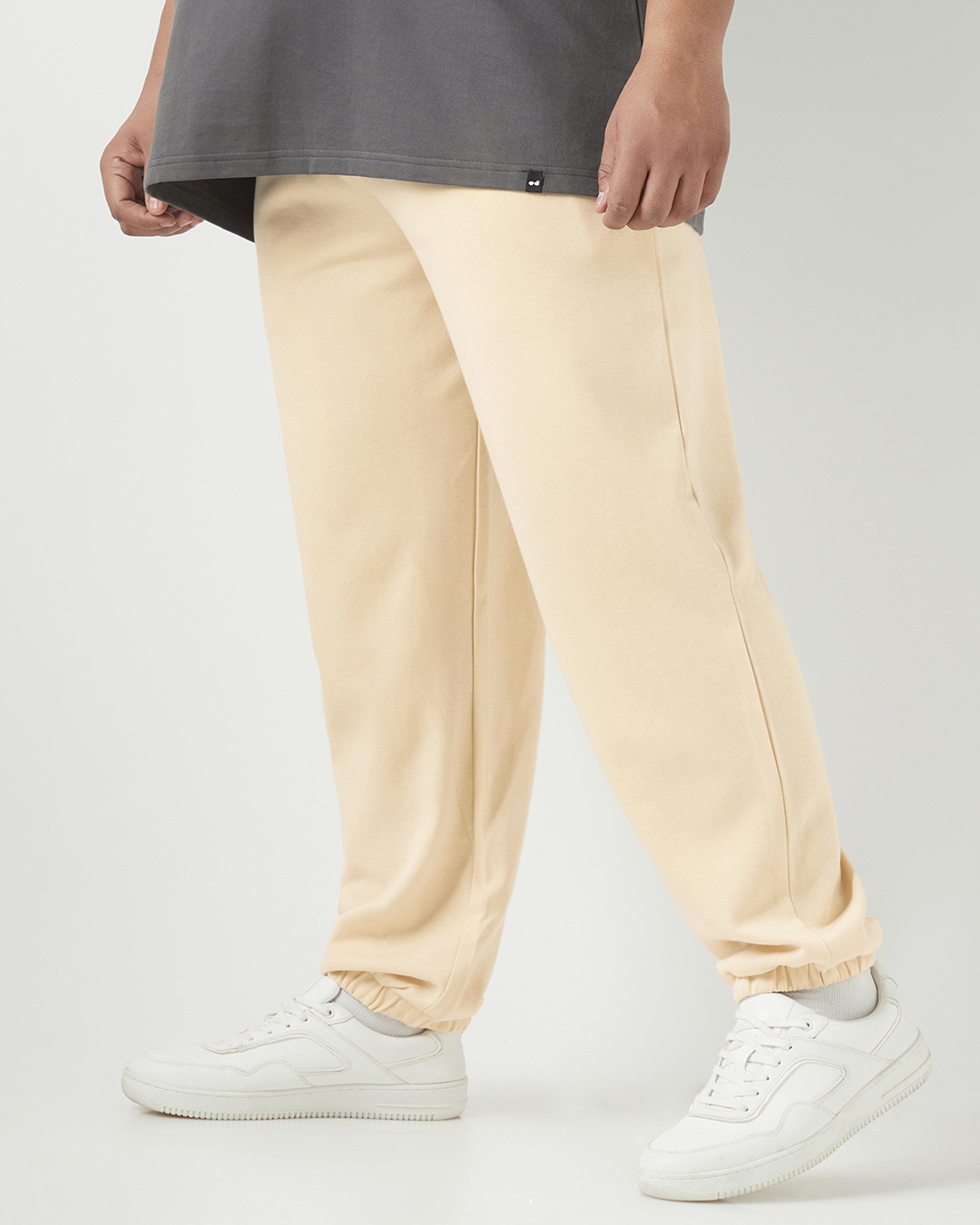 Shop Men's Beige Oversized Plus Size Joggers-Back