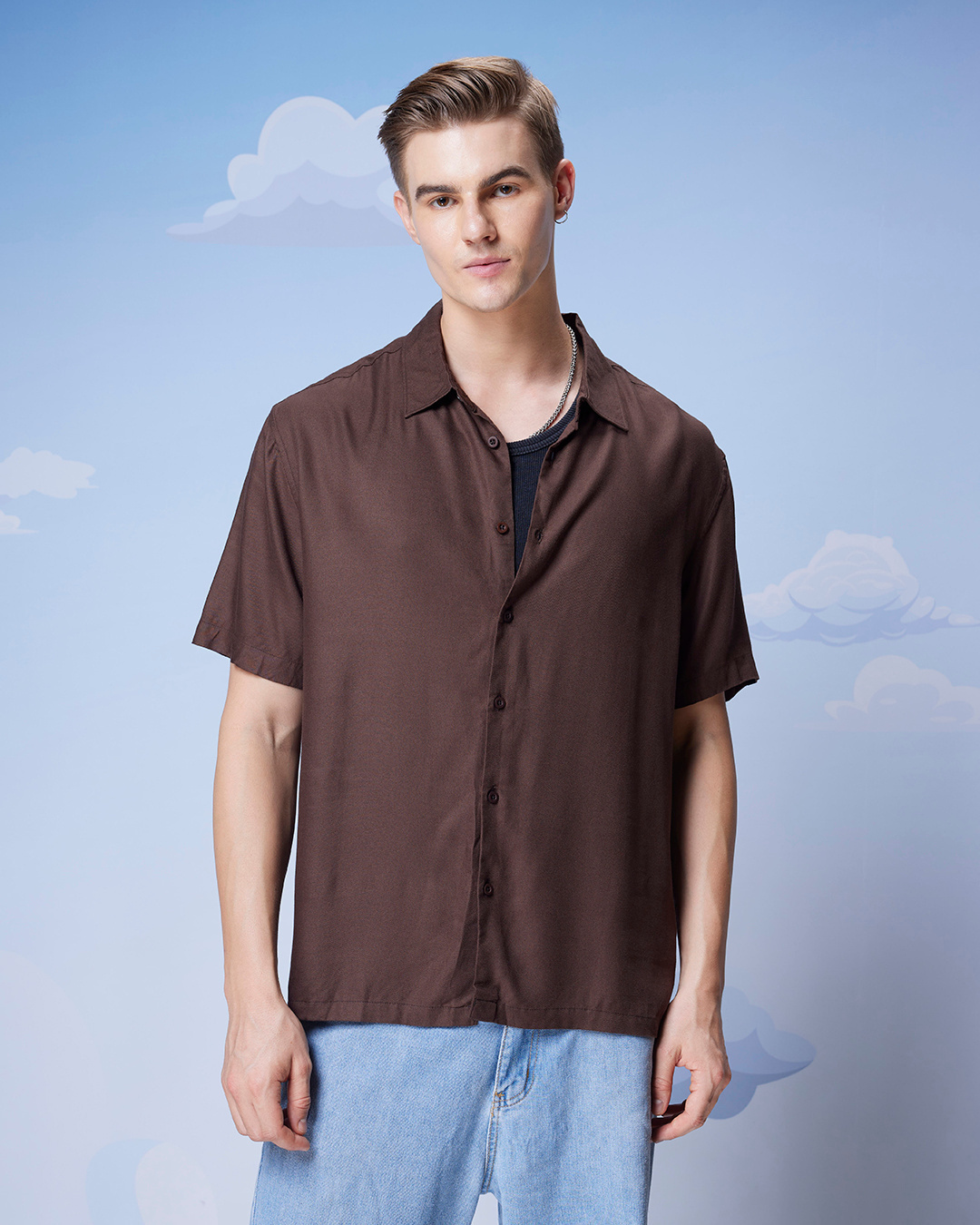 Shop Men's Brown Oversized Shirt-Back