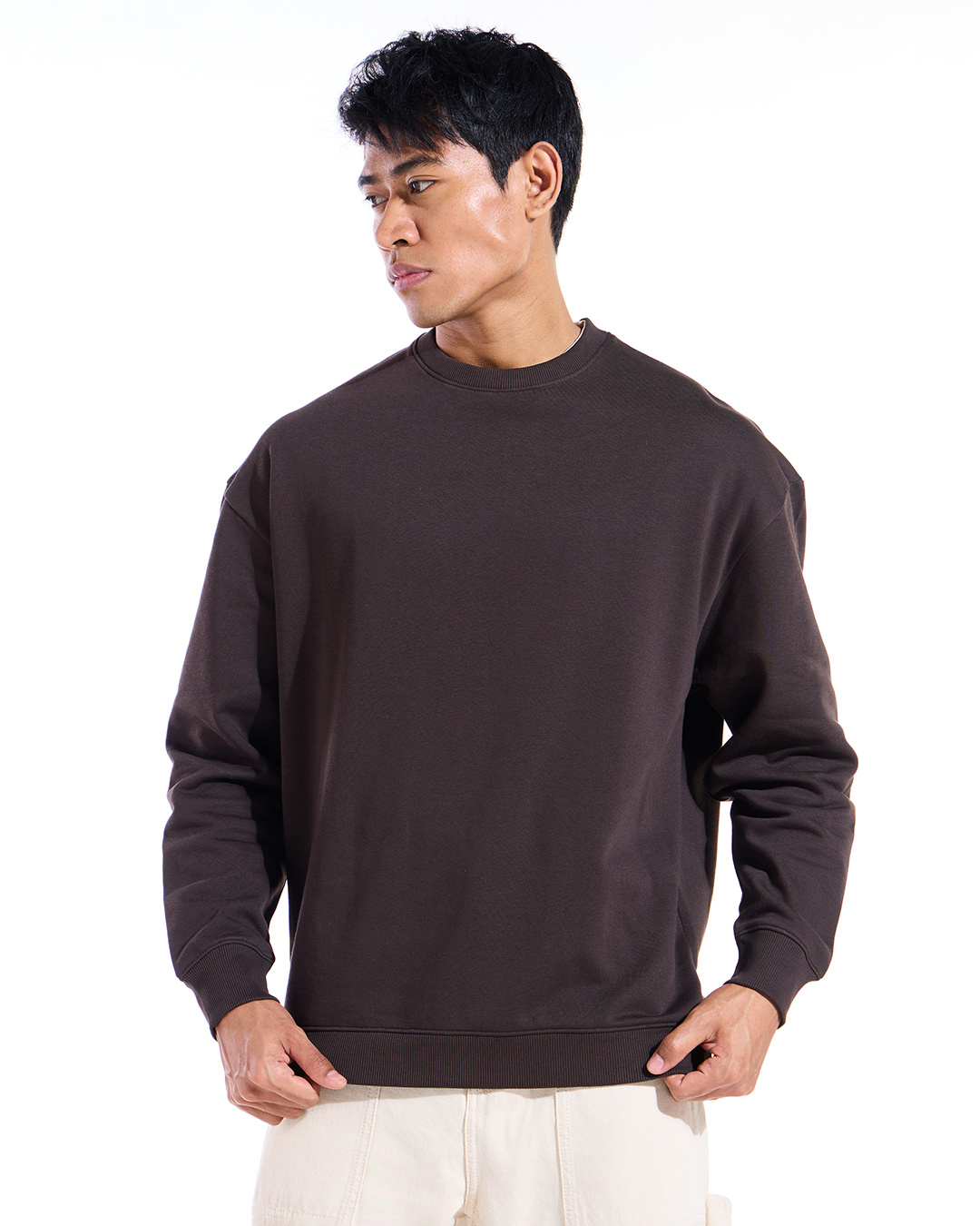 Shop Men's Brown Oversized Sweatshirt-Back