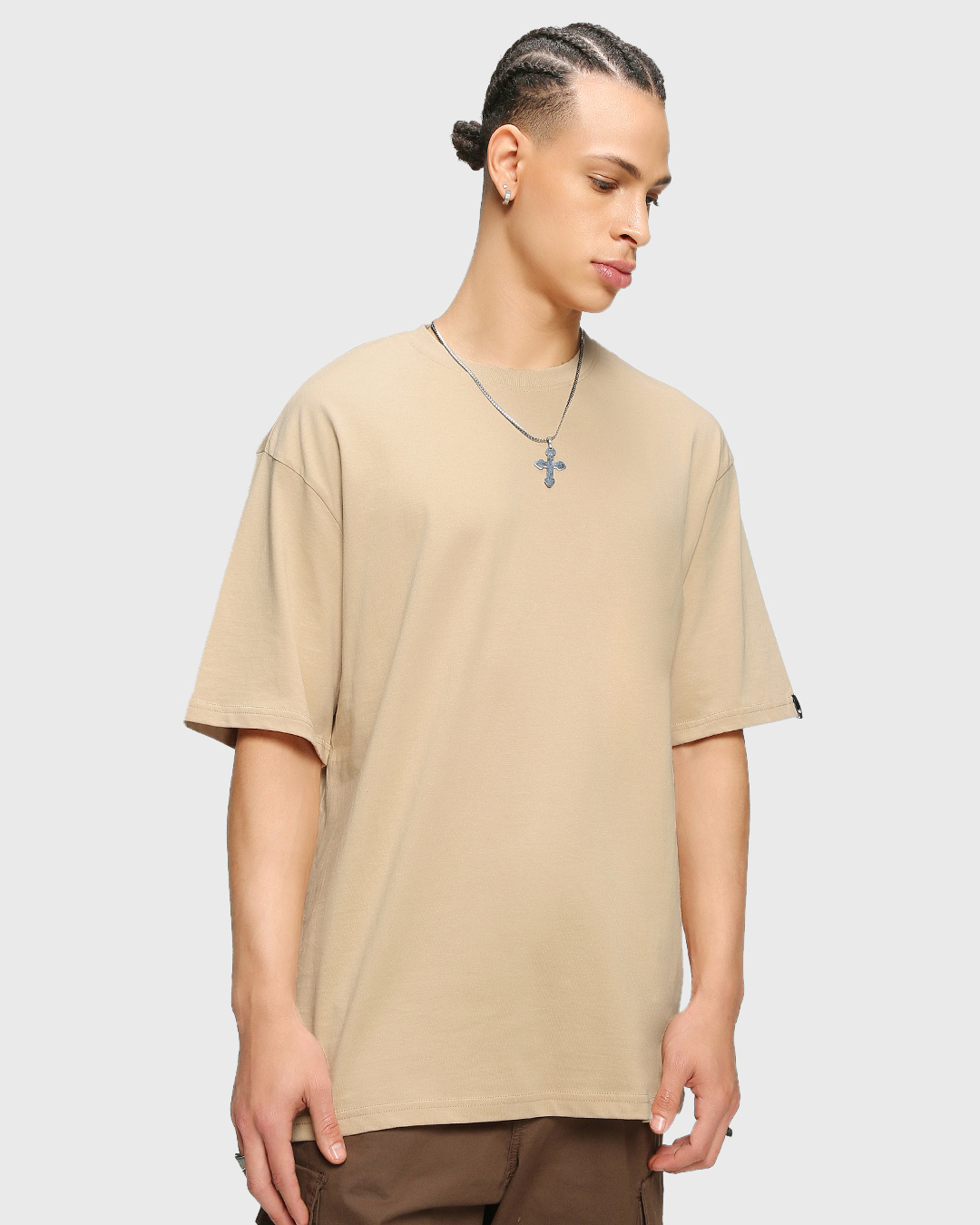 Shop Men's Brown Oversized T-shirt-Back