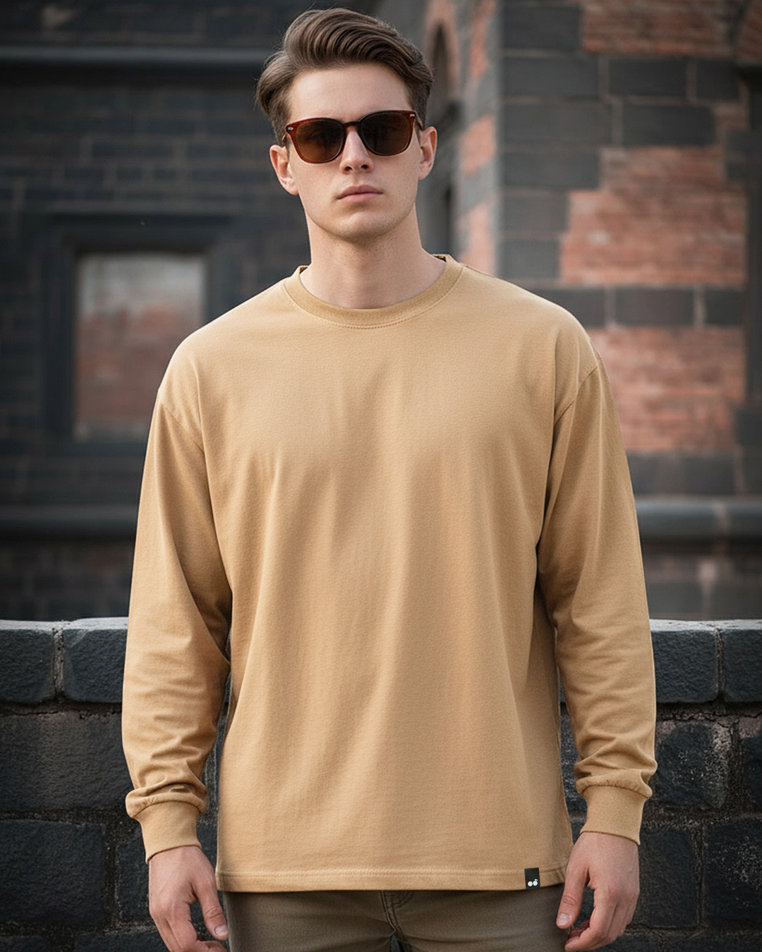 Bewakoof Men's Brown Solid Oversized T-shirt