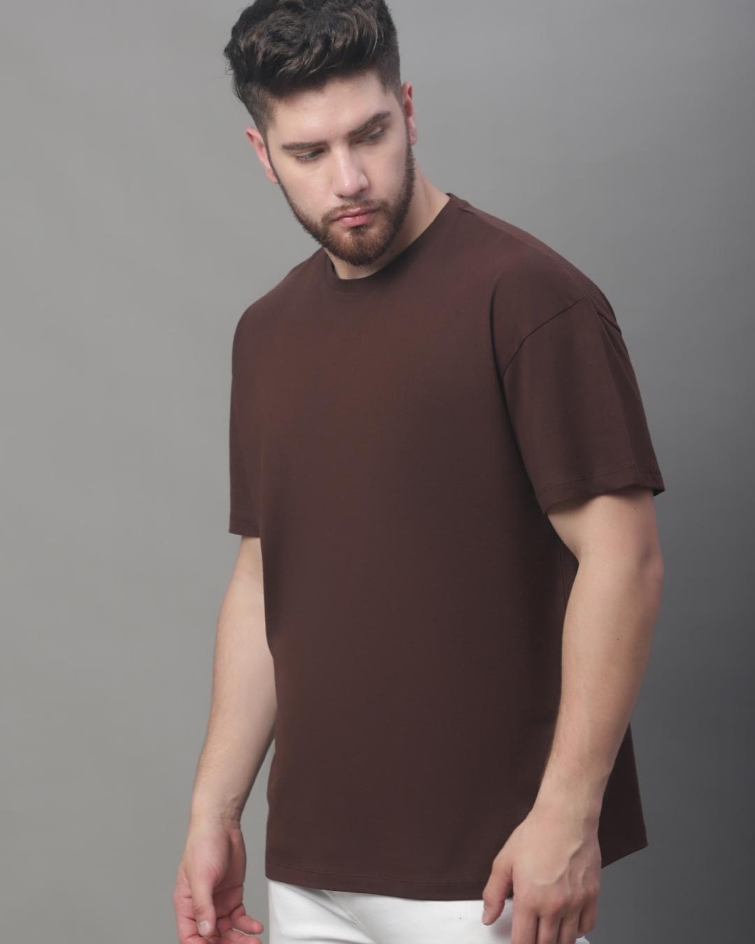 Buy Men's Brown Super Loose Fit T-shirt Online At Bewakoof