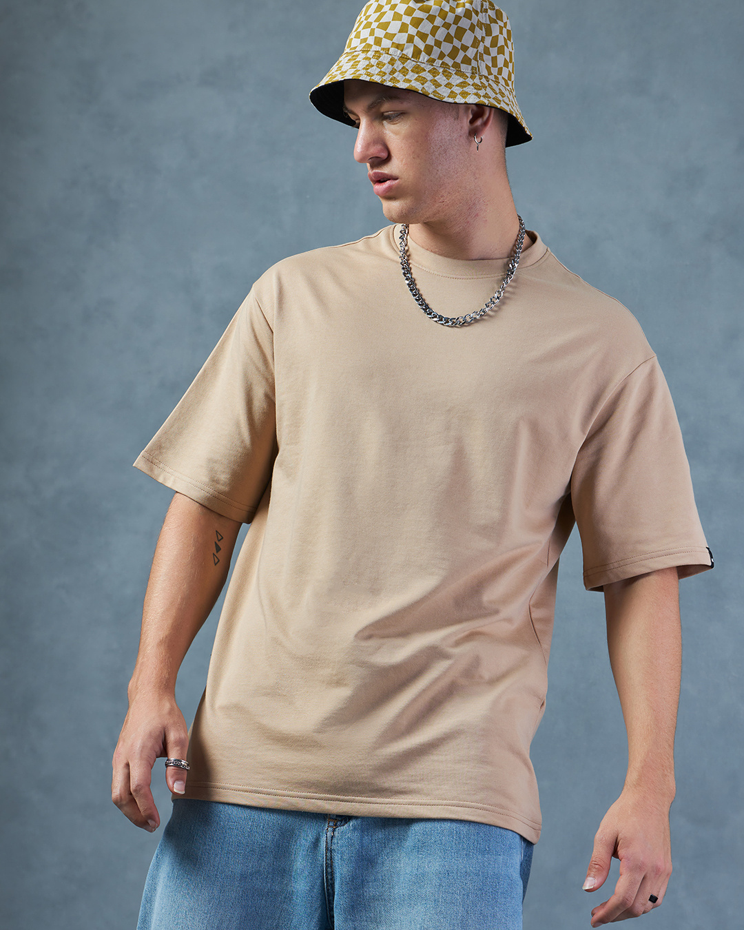 Shop Men's Brown Oversized T-shirt-Back