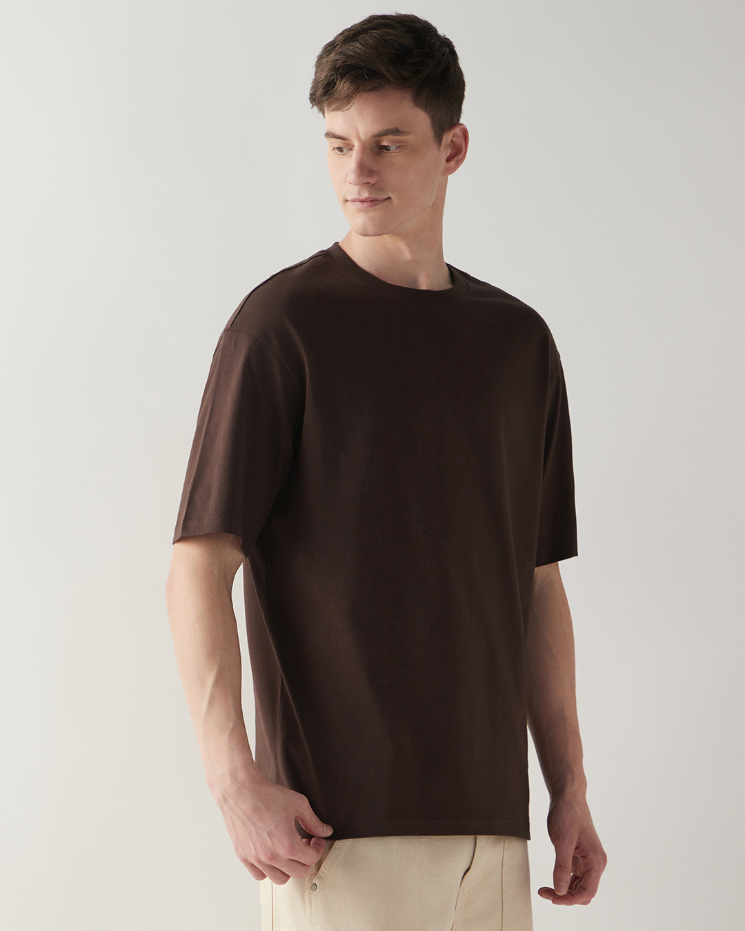 Shop Men's Brown Oversized T-shirt-Back