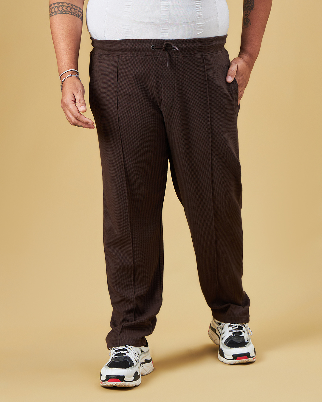 Shop Men's Brown Plus Size Track Pants-Back