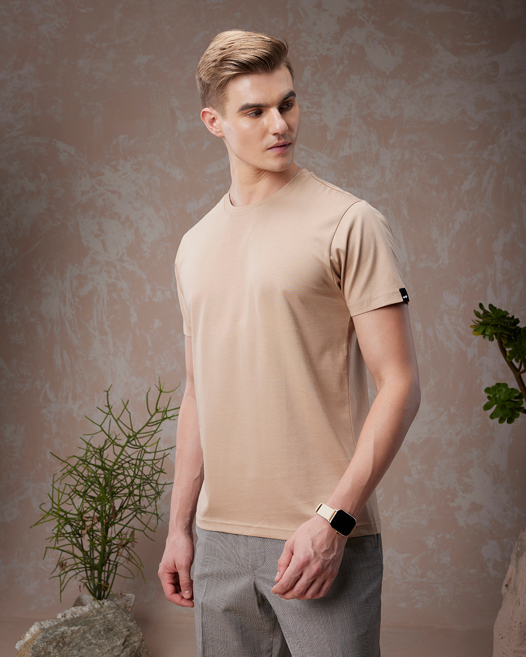 Shop Men's Brown Plus Size T-shirt-Back