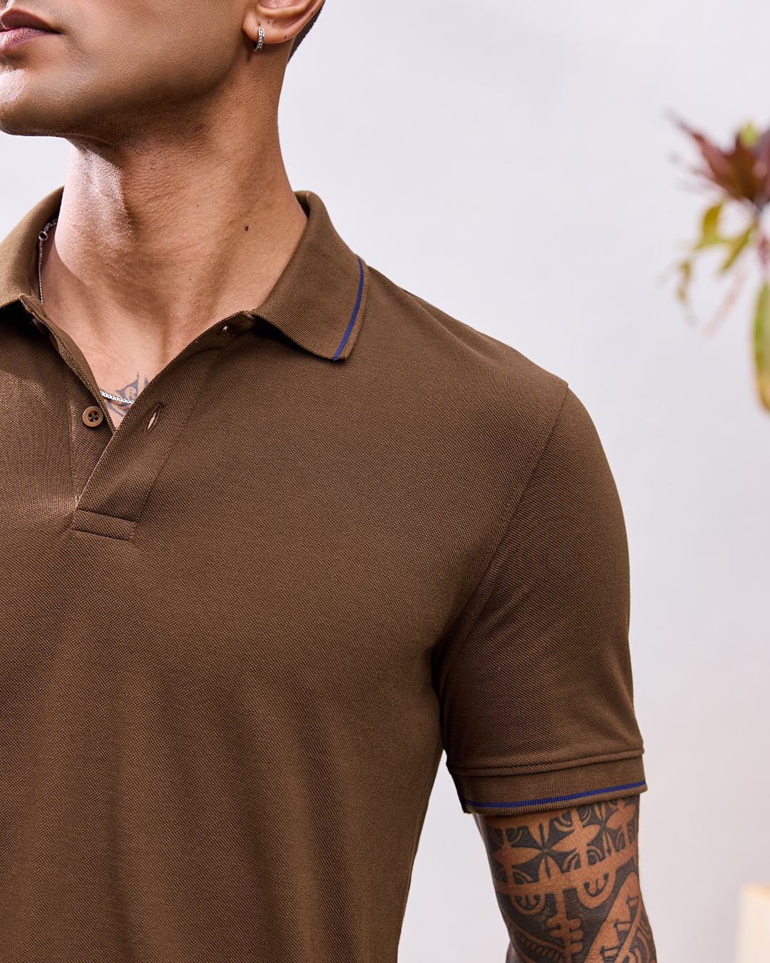 Shop Men's Brown Polo T-shirt-Back