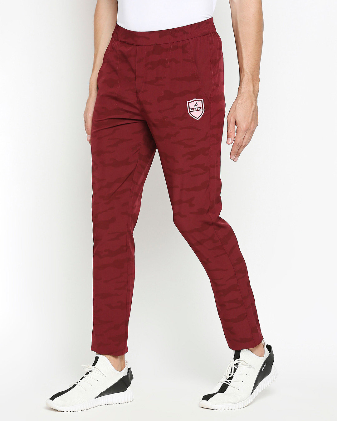Shop Men's Brown Printed Regular Fit Track Pants-Back