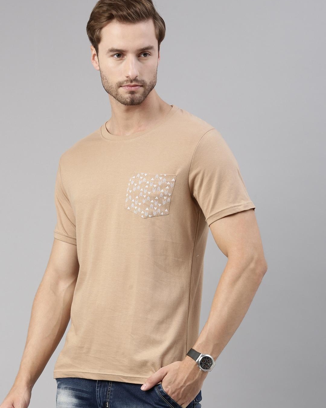 Shop Men's Brown Printed T-shirt-Back