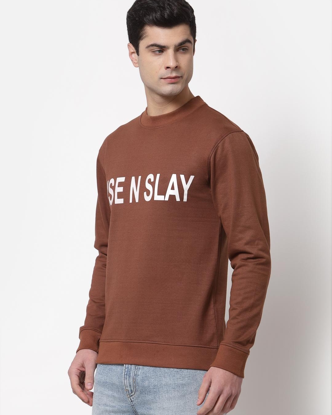 Shop Men's Brown Rise N Slay Typography Sweatshirt-Back