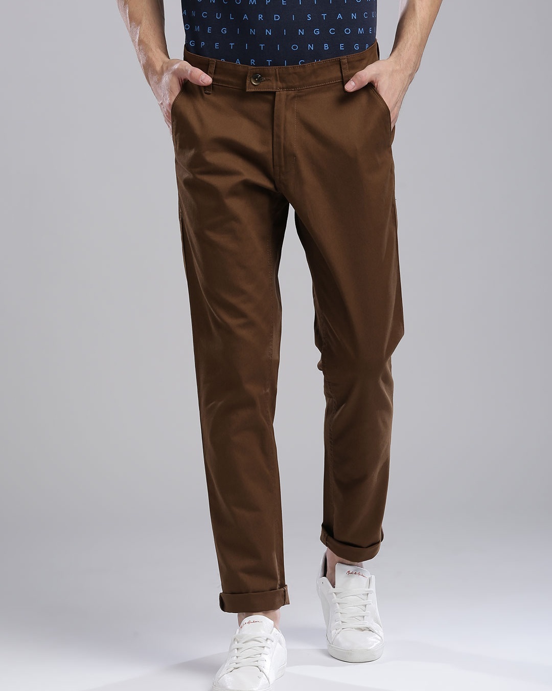 Buy Men's Brown Slim Fit Chinos Online at Bewakoof