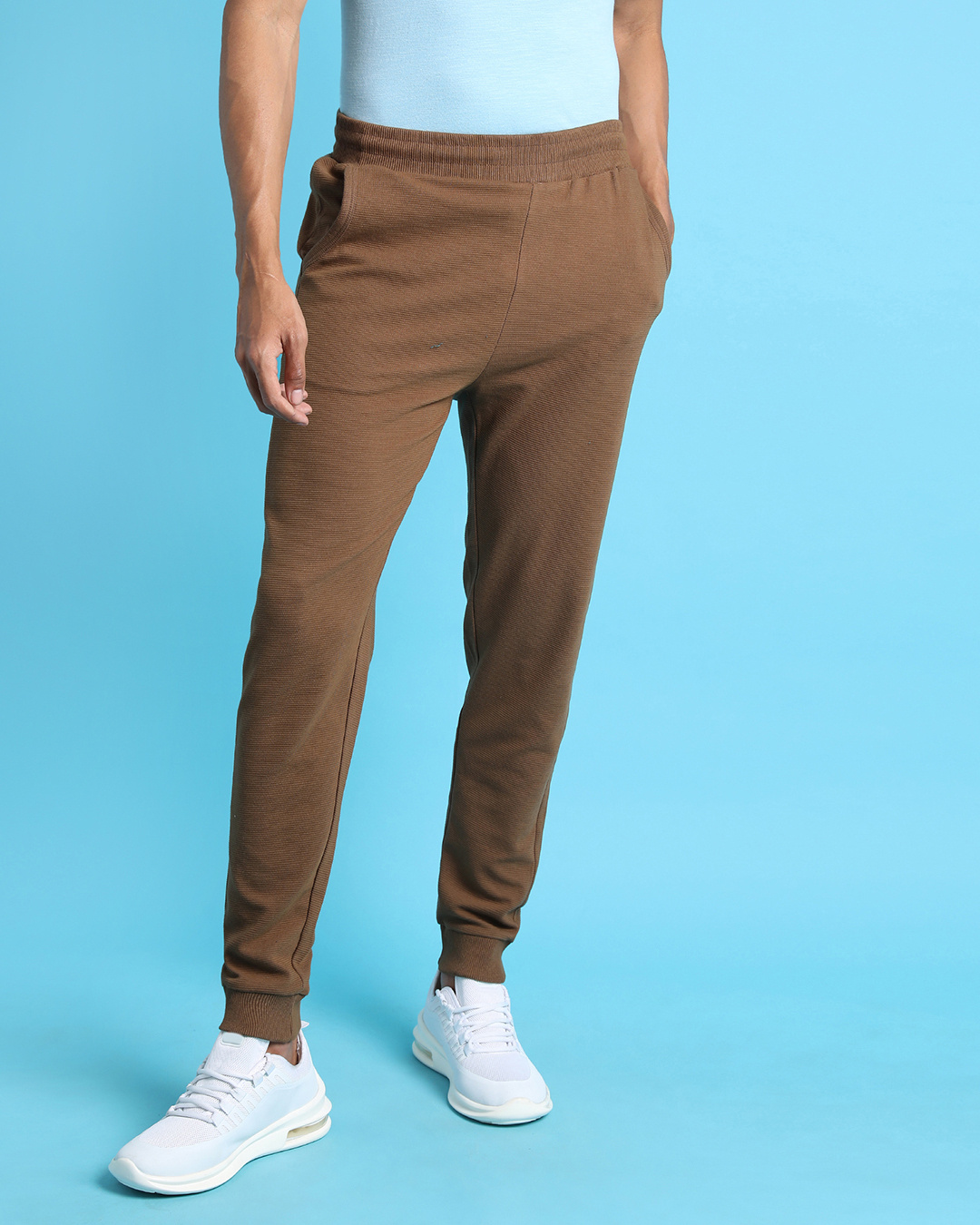 Buy Men's Brown Slim Fit Cotton Joggers Online at Bewakoof