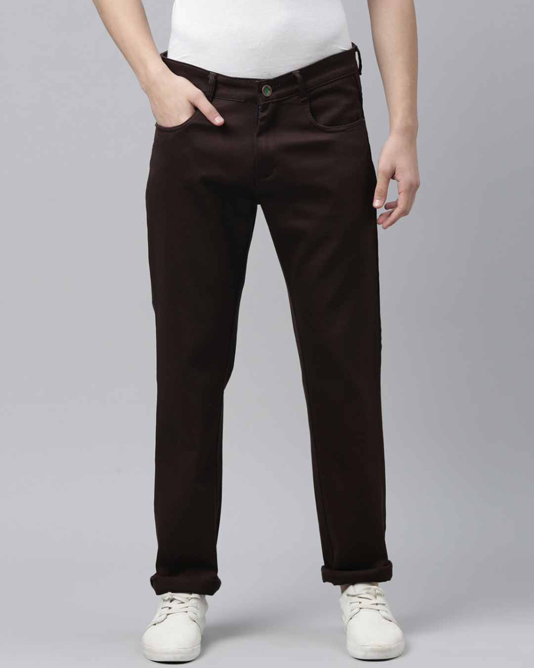 Buy Men's Brown Slim Fit Mid-Rise Jeans Online at Bewakoof