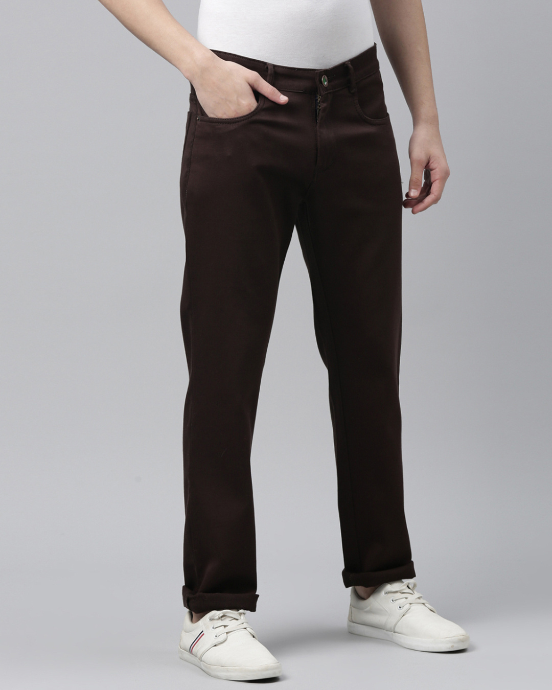 Shop Men's Brown Slim Fit Mid-Rise Jeans-Back