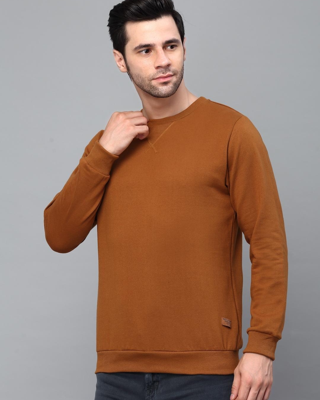 Shop Men's Brown Slim Fit Sweatshirt-Back