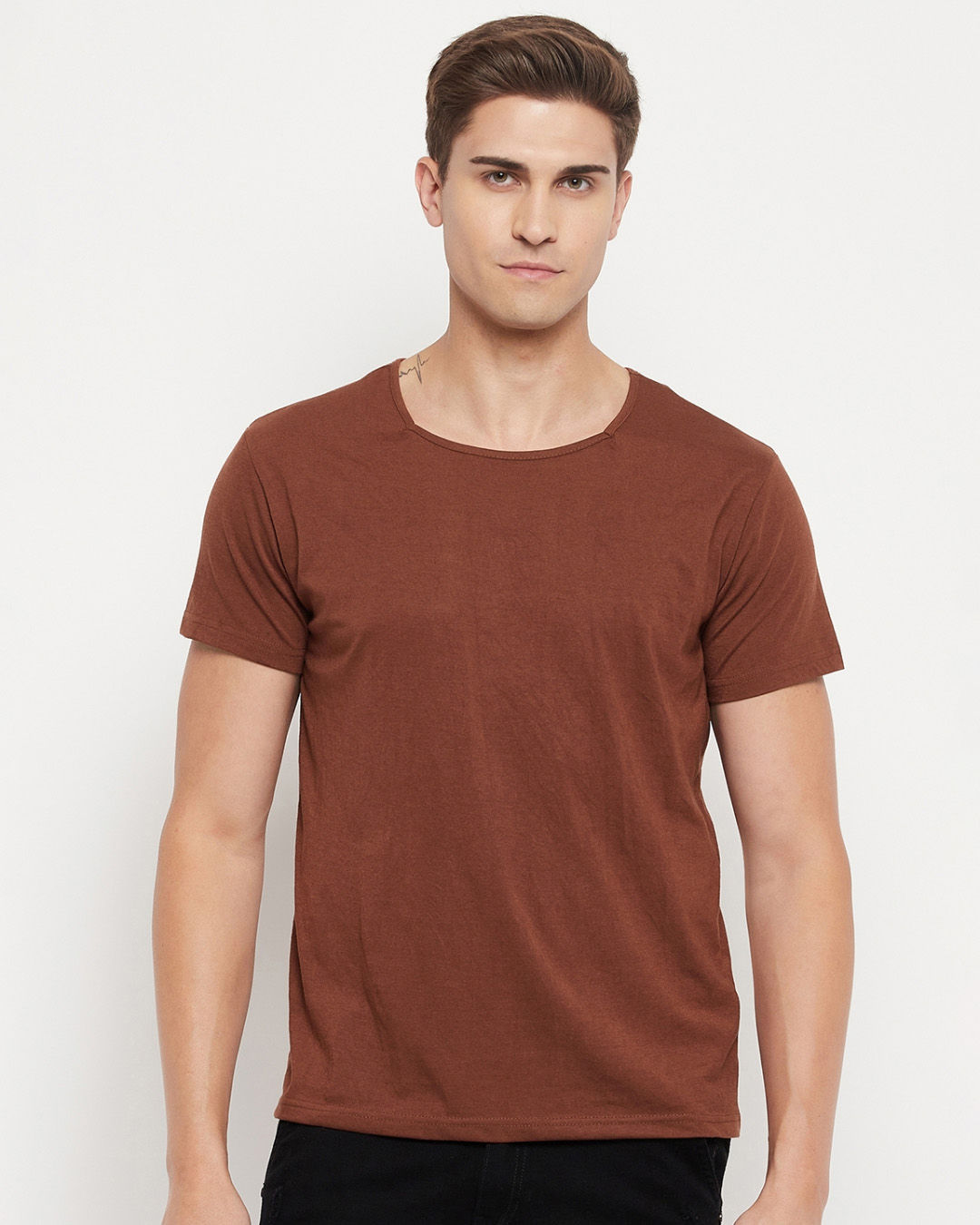 Buy Men's Brown Slim Fit T-shirt for Men Brown Online at Bewakoof