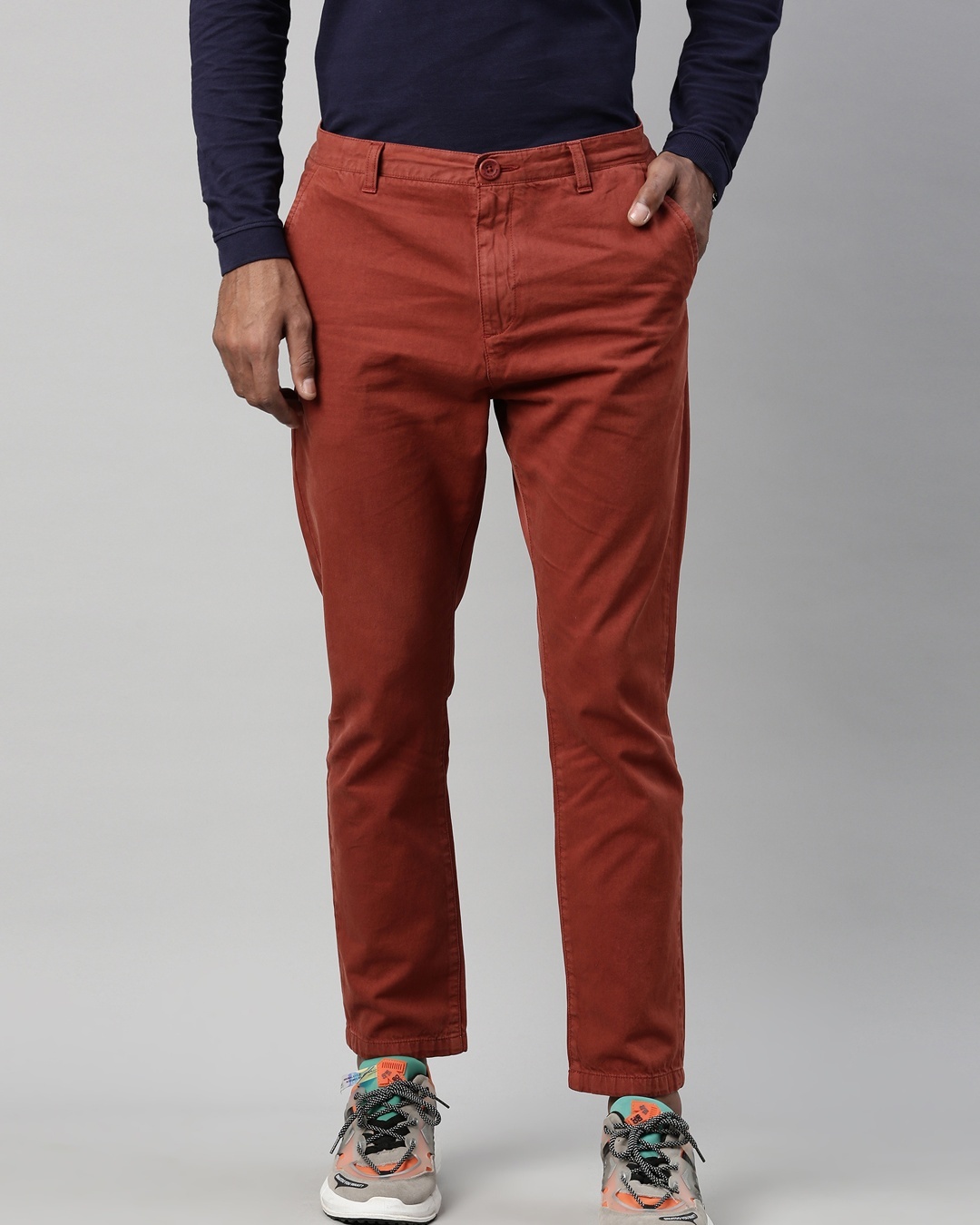 Buy Men's Brown Slim Fit Trousers Online at Bewakoof