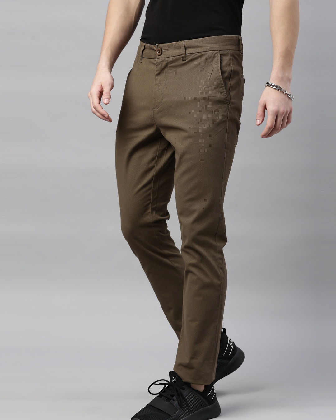 Shop Men's Brown Slim Fit Trousers-Back