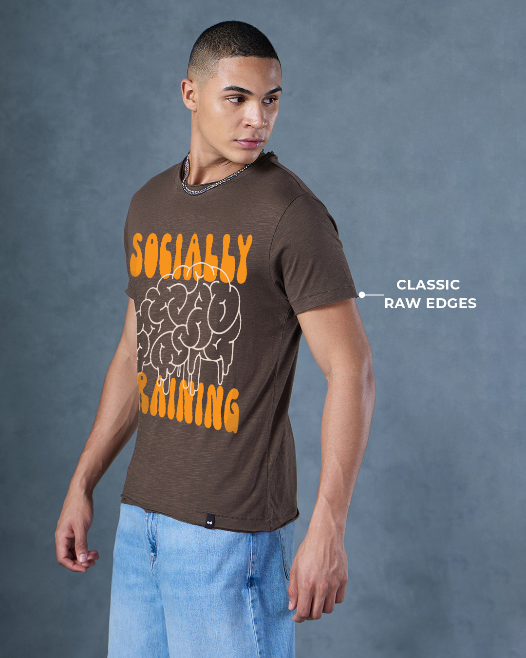 Shop Men's Brown Social Drain Graphic Printed T-shirt-Back