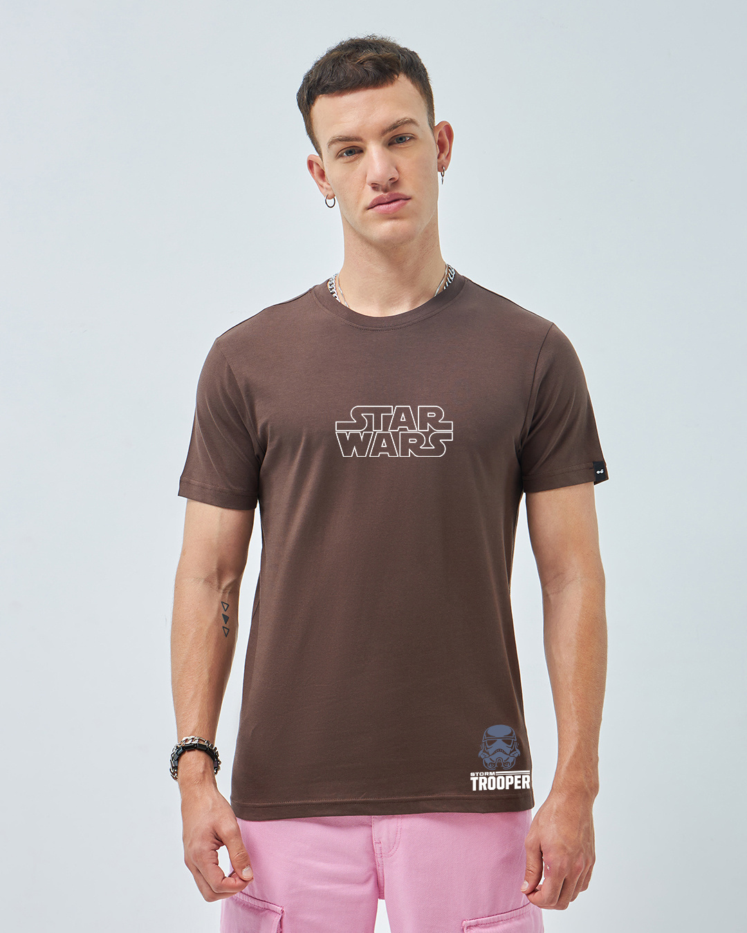 Shop Men's Brown Storm Trooper Graphic Printed T-shirt-Back